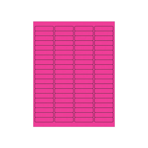 Fluorescent Pink Permanent Acrylic Rectangle Laser Labels - 1/2" Width - 1 15/16" Height
