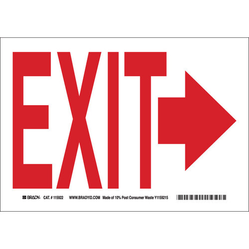 B-558 Recycled Film Rectangle White Exit Sign - 14" Width x 10" Height