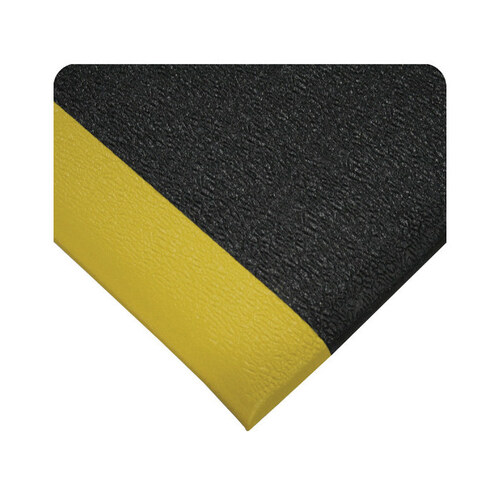 440 Black/Yellow Urethane Surface/Vinyl Sponge Base Anti-Fatigue Mat - 3 ft Width - 5 ft Length