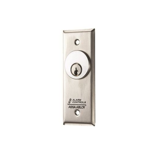 Narrow DPDT Momentary Keyswitch Satin Stainless Steel Finish