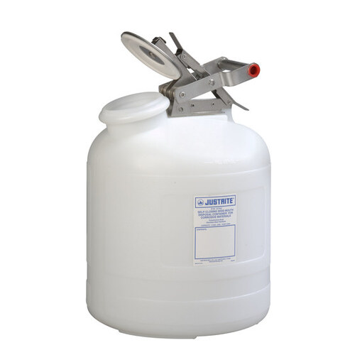 White HDPE Self-Closing 5 gal Safety Can - 20" Height - 12" Overall Diameter