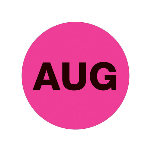 Fluorescent Pink Paper Month Labels - 1" Width - 1" Height