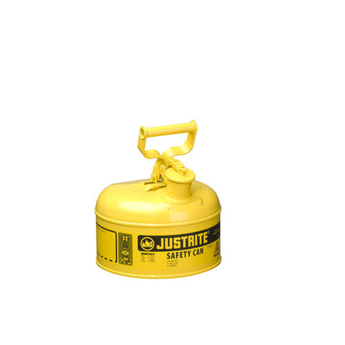 Yellow Steel Leak-Proof, Pressure-Relief Vent, Self-Closing 1 gal Safety Can - 11" Height - 9 1/2" Overall Diameter