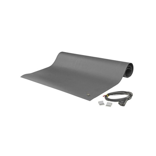 Gray Rubber ESD / Anti-Static Mat - 4 ft Length - 3 ft Wide - 0.065" Thick - Snap fasteners