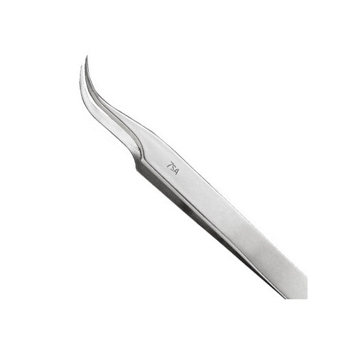 Utility Tweezers - Stainless Steel Curved Tapered Very Fine Point Tip - 0.01" Tip Width - 4 1/2" Length - 0.01" Thick - 7