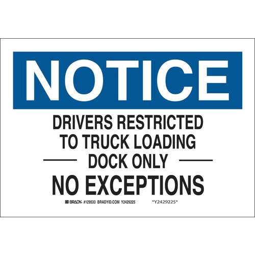 B-401 Polystyrene Rectangle White Truck & Forklift Warehouse Traffic Sign - 10" Width x 7" Height