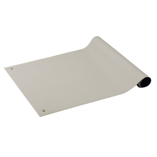 Light Gray Recyclable Vinyl ESD / Anti-Static Mat - 60" Length - 30" Wide -.065" Thick - (2) 10 mm female snaps