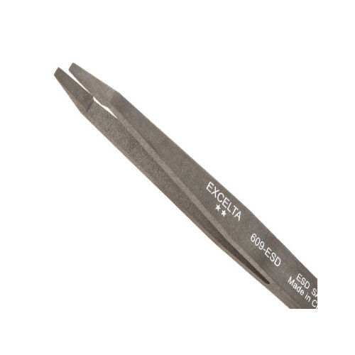 Utility Tweezers - Plastic Wafer Straight Flat Round Points Tip - 1/8" Tip Width - 4 5/8" Length - 609