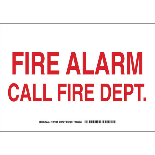 B-302 Polyester Rectangle White Fire Alarm Sign - 14" Width x 10" Height - Laminated