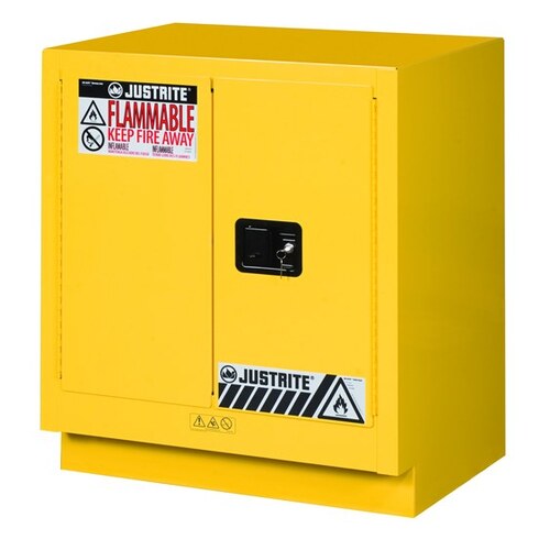 19 gal Yellow Steel Hazardous Material Storage Cabinet - 30" Width - 35 3/4" Height - Floor Standing