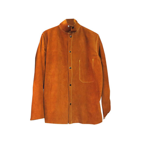 Brown Large Leather Heat-Resistant Jacket - 30" Length