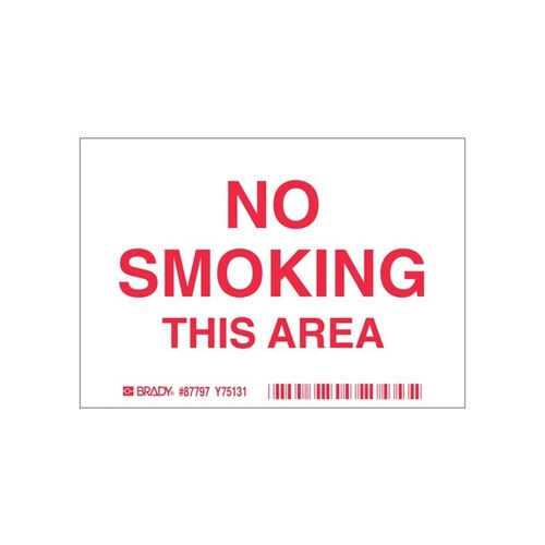 B-302 Polyester Rectangle White No Smoking Sign - 5" Width x 3.5" Height - Laminated