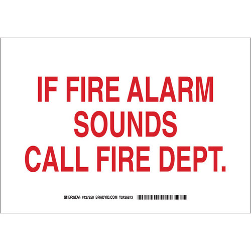 B-555 Aluminum Rectangle White Fire Alarm Sign - 10" Width x 7" Height
