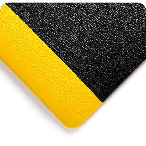 427 Black/Yellow Vinyl Sponge Pebbled Anti-Fatigue Mat - 2 ft Width - 60 ft Length