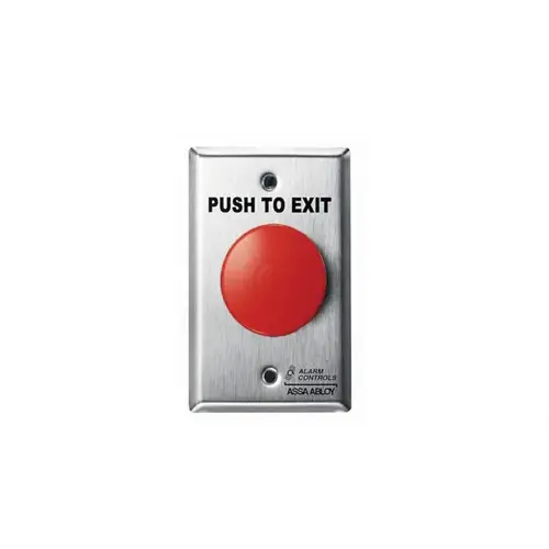 Alarm Controls TS-14R Pneumatic Time Delay with Red Button Satin Stainless Steel Finish