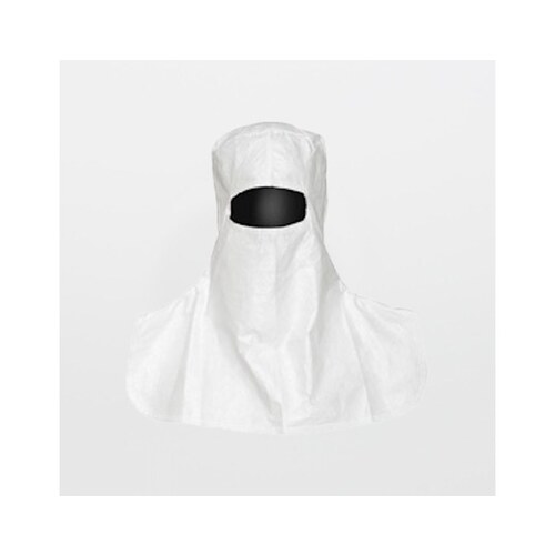 Non-Sterile White Medium Cleanroom Hood - Eyes Only Face Opening - Snaps on Back Fitting