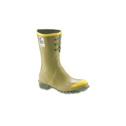 Green 13 Steel Toe Work Boots - Reinforced Toe Protection - 12" Height - Rubber Upper, Rubber Sole and Steel Toe Cap
