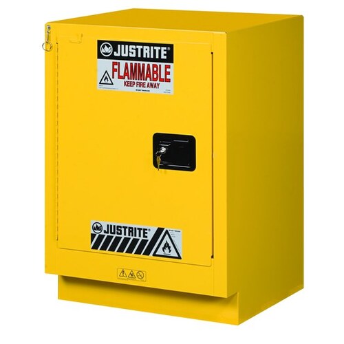 15 gal Yellow Steel Hazardous Material Storage Cabinet - 24" Width - 35 3/4" Height - Floor Standing