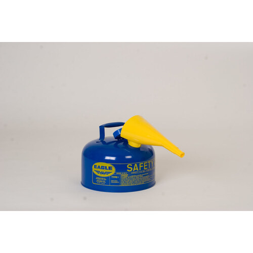 Blue Galvanized Steel Self-Closing 2 gal Safety Can - 9 1/2" Height - 11 1/4" Overall Diameter