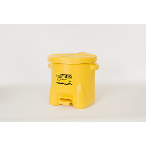 Yellow HDPE Self-Closing 10 gal Safety Can - 18" Height - 22" Overall Diameter