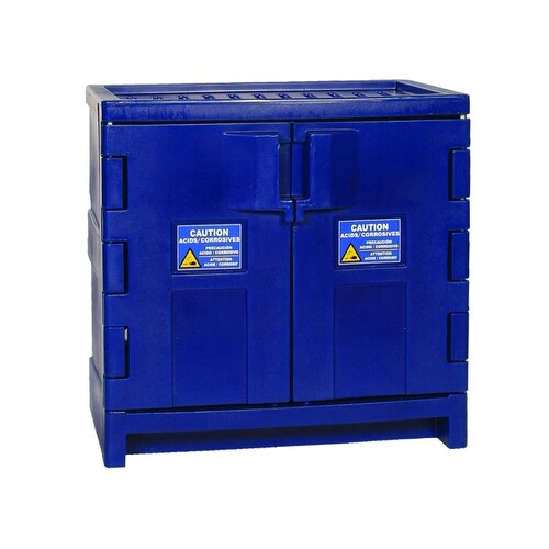 22 gal Blue High Density Polyethylene Hazardous Material Storage Cabinet - 35" Width - 36" Height - Under Counter