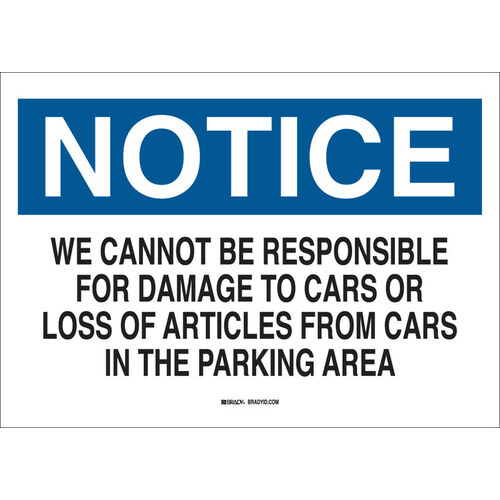 B-401 High Impact Polystyrene Rectangle White Parking Security Sign - 14" Width x 10" Height