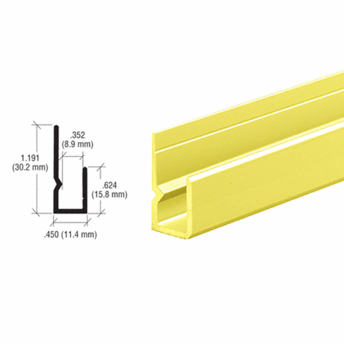 Brite Gold Anodized Deep Nose Heavy Indented Back Aluminum 1/4" J-Channel 144" Stock Length