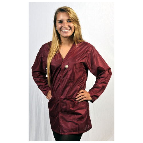 Medium Burgundy V-Neck ESD / Anti-Static Jacket - -33-M