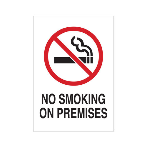 B-555 Aluminum Rectangle White No Smoking Sign - 7" Width x 10" Height