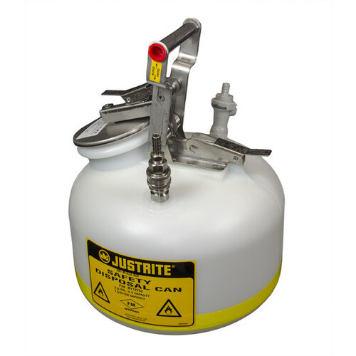 White Polyethylene Leak-Proof, Pressure-Relief Vent, Self-Closing 2 gal Safety Can - 14 3/4" Height - 12" Overall Diameter