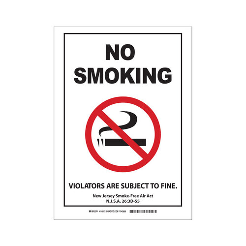 B-555 Aluminum Rectangle White No Smoking Sign - 7" Width x 10" Height
