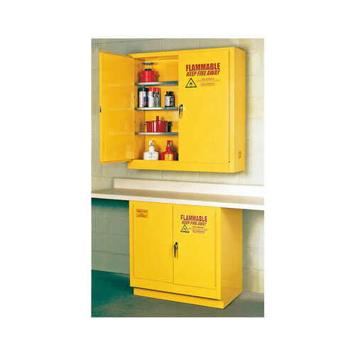 22 gal Yellow Steel Hazardous Material Storage Cabinet - 35" Width - 35" Height - Under Counter