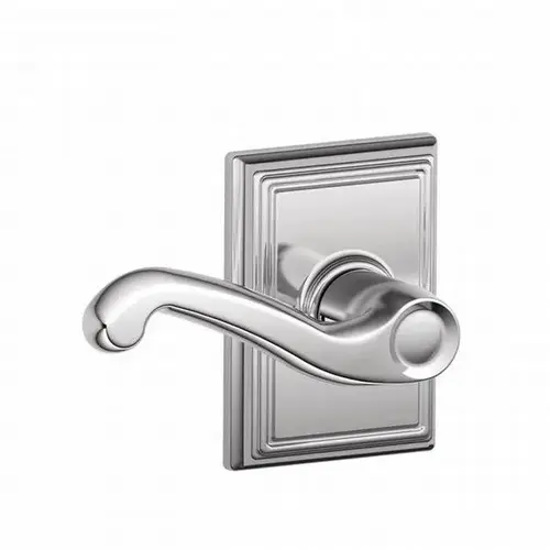 Flair Lever with Addison Rose Passage Lock with 16080 Latch and 10027 Strike Bright Chrome Finish