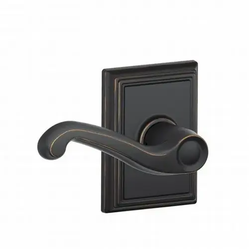 Flair Lever with Addison Rose Passage Lock with 16080 Latch and 10027 Strike Aged Bronze Finish