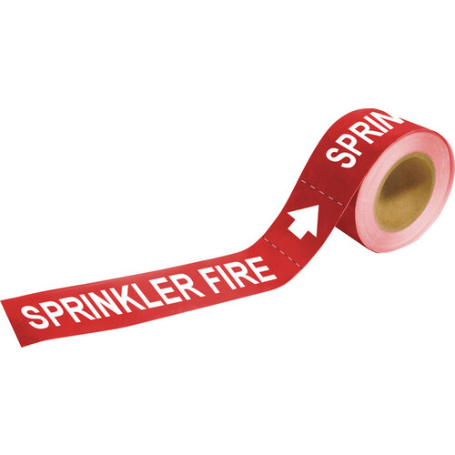 Red Plastic Fire System Self-Adhesive Pipe Marker - 1" Height - 8" Length - B-736