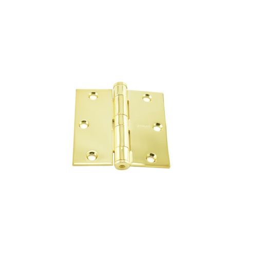 Stanley Security Solutions F1793123 3-1/2" x 3-1/2" Steel Full Mortise Standard Weight Square Corner Hinge # 050489 Bright Brass Finish