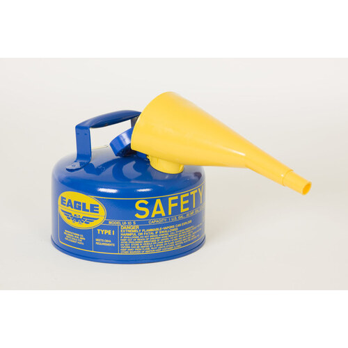 Blue Galvanized Steel Self-Closing 1 gal Safety Can - 8" Height - 9" Overall Diameter