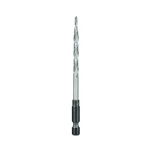 Drill Bit, 11/64 in Dia, 3-1/2 in OAL, Countersink, Spiral Flute, 2-Flute, 1/4 in Dia Shank Silver