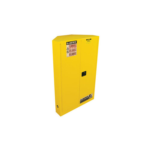 45 gal Yellow Corner Storage Cabinet - 43" Width - 65.25" Height - Floor Standing