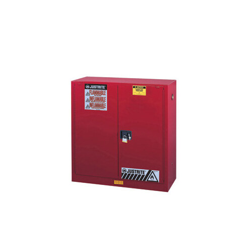 30 gal Red Steel Hazardous Material Storage Cabinet - 43" Width - 44" Height - Floor Standing