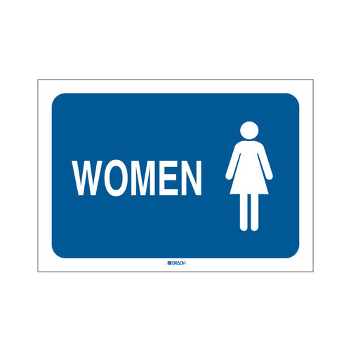 B-302 Polyester Rectangle Blue Restroom Sign - 10" Width x 7" Height - Laminated