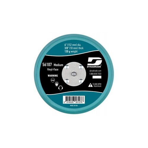 Sanding Disc Backing Pad - PSA Attachment - Medium Density - 6" Diameter - Vinyl, Non-Vacuum, 3/8"