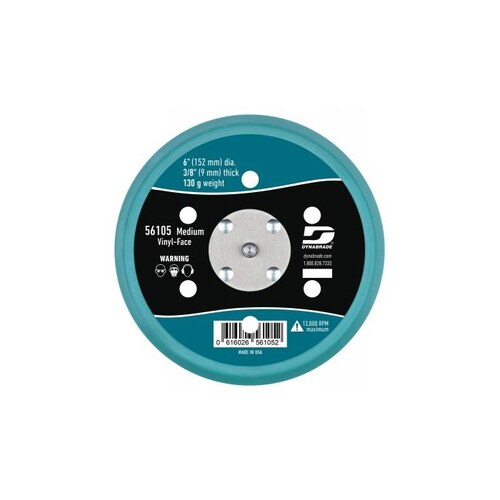 Dynabrade 56105 Sanding Disc Backing Pad - PSA Attachment - Medium Density - 6" Diameter - Vinyl, Vacuum, 3/8"