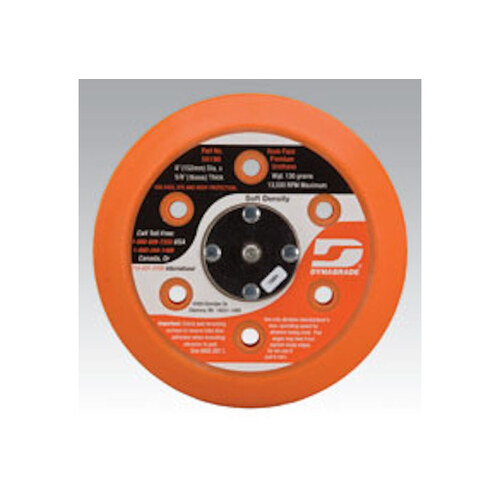 Dynabrade 56198 Sanding Disc Backing Pad - Hook & Loop Attachment - Soft Density - 6" Diameter - Hook, Short, Vacuum, 5/8"