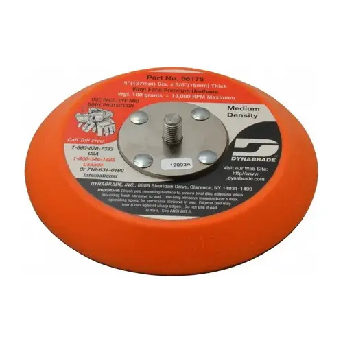 Dynabrade 56175 Sanding Disc Backing Pad - PSA Attachment - Medium Density - 5" Diameter - Vinyl, Non-Vacuum, 5/8"