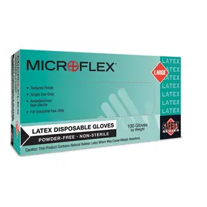 Microflex L563 General Purpose Disposable Gloves, Large, Natural Rubber Latex, Natural