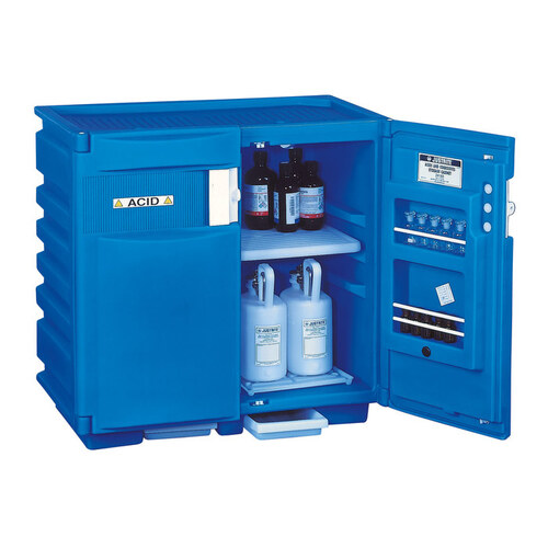1 L Blue Polyethylene Hazardous Material Storage Cabinet - 36" Width - 35" Height - Under Counter