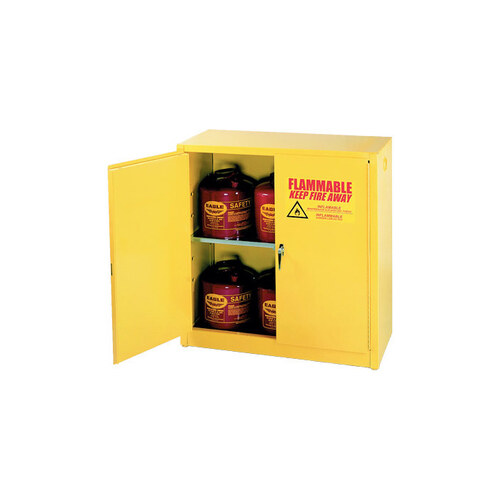 30 gal Yellow Steel Hazardous Material Storage Cabinet - 43" Width - 44" Height - Floor Standing