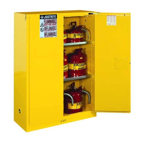 45 gal Yellow Steel Hazardous Material Storage Cabinet - 43" Width - 65" Height - Floor Standing