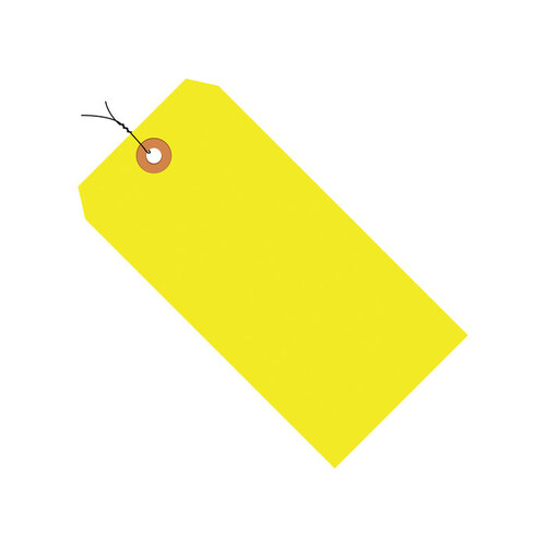 Fluorescent Yellow 13 Point Cardstock Shipping Tags - 4 3/4" Width